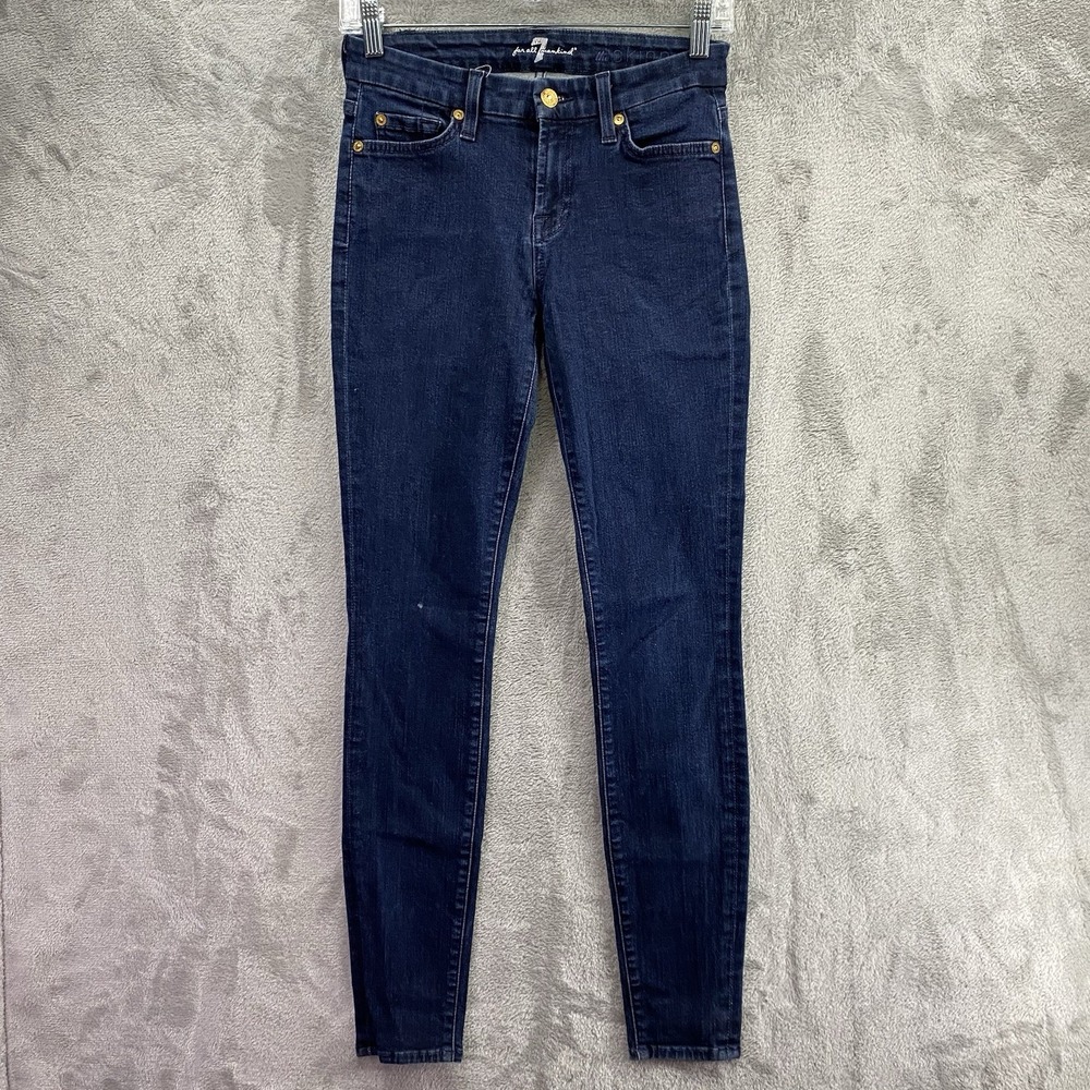 7 For All Mankind The Skinny Jeans Womens Size 26 Dark Wash USA Cotton Blend EUC